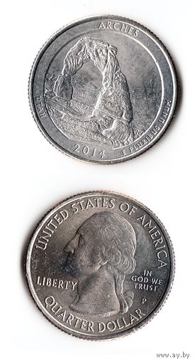 25 центов США 2014 Национальный парк Арки (Юта)  P