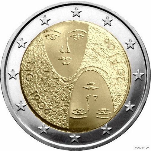 2 евро 2006 Финляндия Избирательное право UNC из ролла