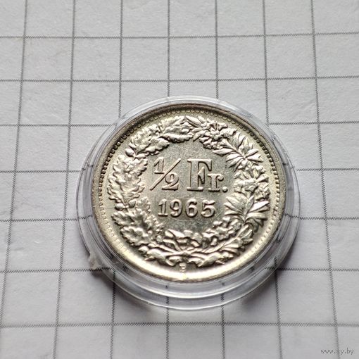 1/2швейцарского франка 1965 г.Серебро.