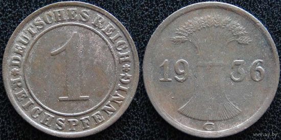 YS: Германия, 1 рейхспфенниг 1936G, KM# 37 (1)