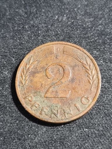 Германия 2 пфеннига 1962 D