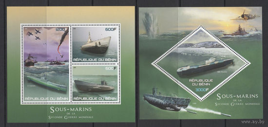 Бенин 2015 ** Война. Подводные лодки ВМФ II Мировой.  Блок + лист 3 марки