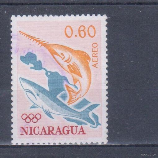 [351] Никарагуа 1963. Фауна.Рыбы.Спортивное рыболовсто. Гашеная марка.