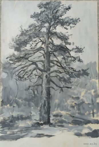 Картина  двухсторонняя "Пейзаж с рекой" и  "Столетний дуб ", .  Холст, масло