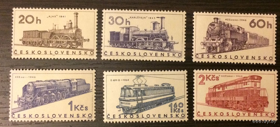 Поезда Паровозы Локомотивы Транспорт 1966 Чехословакия MNH серия 6 м зуб