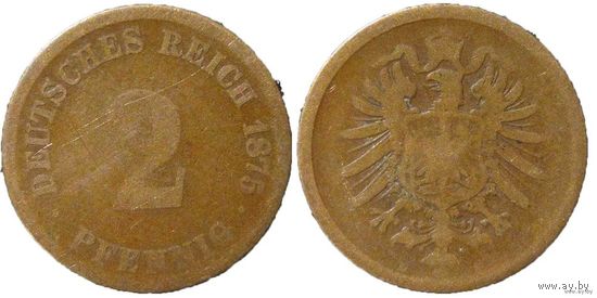 YS: Германия, Рейх, 2 пфеннига 1875E, KM# 2 (2)