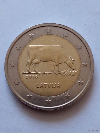 Латвия.2 евро 2016 г.(Латвийская бурая корова).UNC (4).