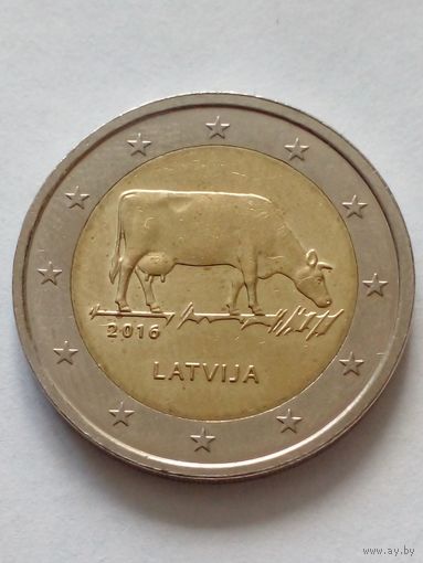 Латвия.2 евро 2016 г.(Латвийская бурая корова).UNC (4).