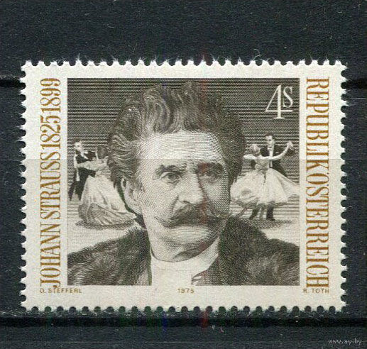Австрия - 1975 - 150-летие Иоганна Штрауса - [Mi. 1495] - полная серия - 1 марка. MNH.  (Лот 7HB)-T4P48