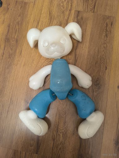 Игрушка СССР. Собака дутыш пластмассовый. Собачка СССР, щенок игрушка советская.