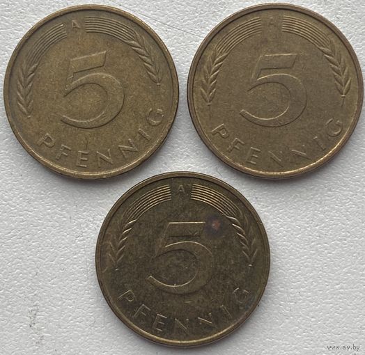 Германия 5 пфеннигов 1993, 1995 гг. А. Цена за 1 шт.
