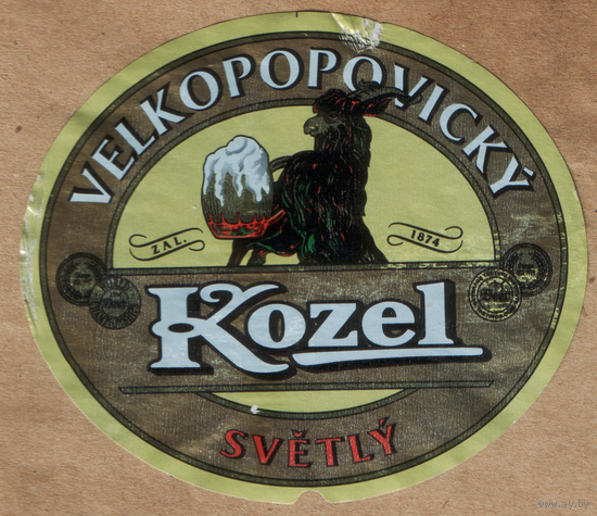 Этикетка пива Velkopopovicky Kozel Чехия б/у Ф700