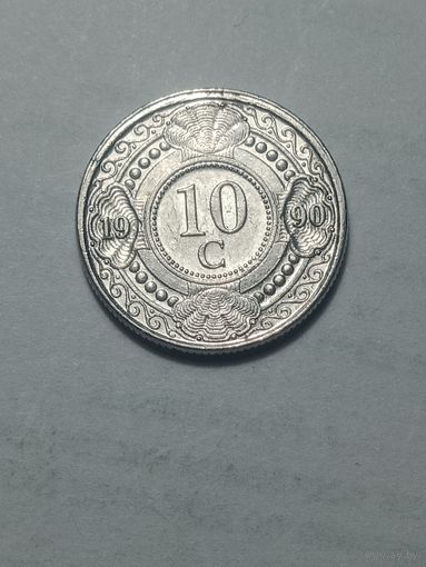 Антильские острова  10 центов 1990 года .