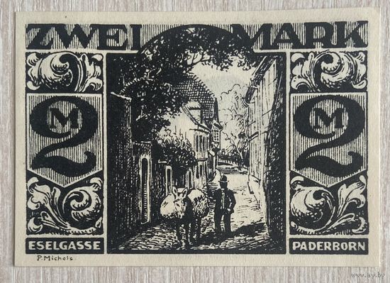 Нотгельд 2 марки 1921 год. Падерборн. Веймарская республика