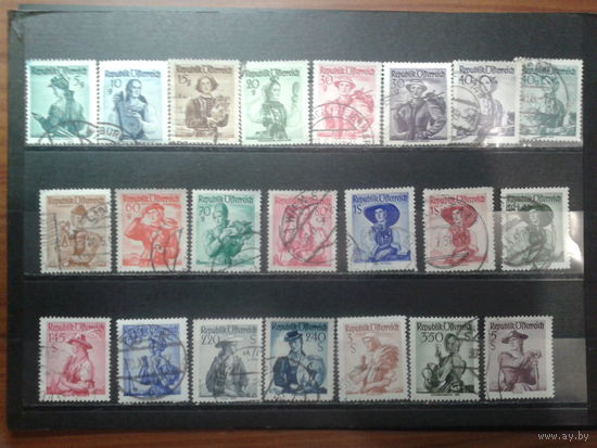 Австрия 1948-51 Стандарт, женские народные костюмы  22 марки