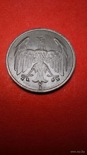 4 рейхс пфениннга 1932 J. Германия. Вейнмар. С рубля. (19) Штемпельный блеск.