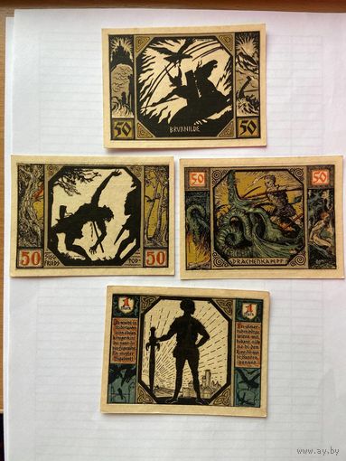 50-50-50-100 пфенигов (нотгельды) Германия г.Ксантен -1402