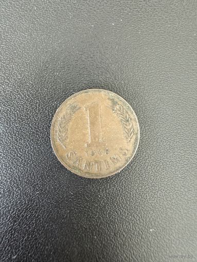 1 сантим 1938 года. Хорошее состояние. С 1 рубля