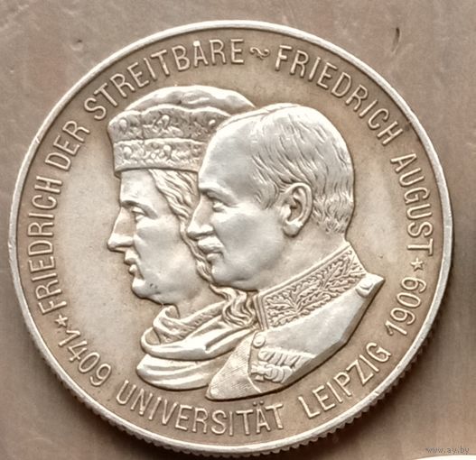 Саксония 2 марки 1909.500 лет Лейпцигскому университету