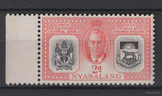 Ньясаленд / Nyasaland 1951** Юбилей Протектората (Mi 93) Британская Центральная Африка, левое поле