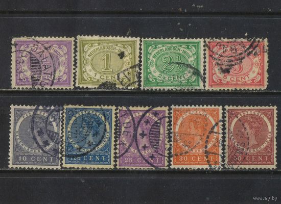 NL Колонии Нидерландская Индия 1902 Вильгельма Номиналы Стандарт #40-2,45-7,50-52