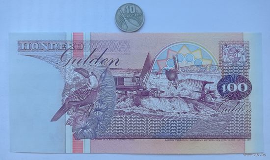 Werty71 Суринам 100 гульденов 1998 UNC банкнота