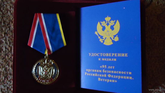 Наградной комплект медали "95 лет ВЧК - КГБ - ФСБ. Ветеран"
