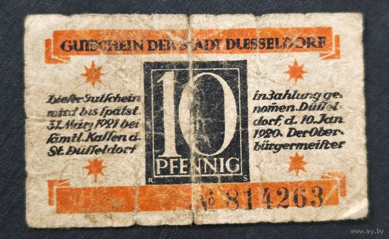 1921 год Германия 10 пфеннигов