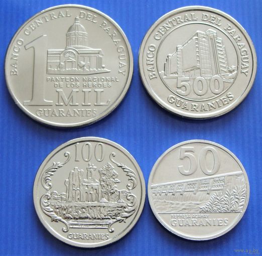 Парагвай. Набор 4 монеты 50, 100, 500, 1000 гуарани 2007-2014 год