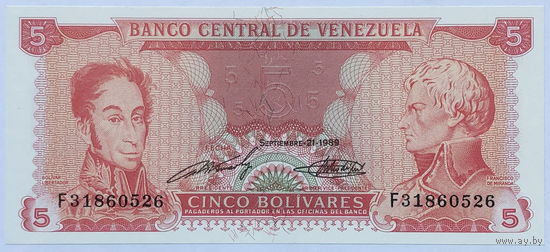 5 боливаров 1989 Венесуэла