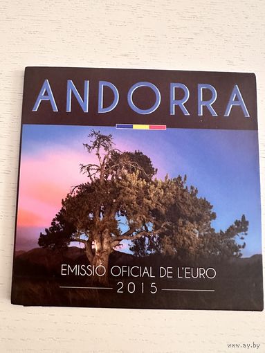 Андорра 2015 год. Официальный Годовой набор Евро монет. BU Буклет. Блистер.