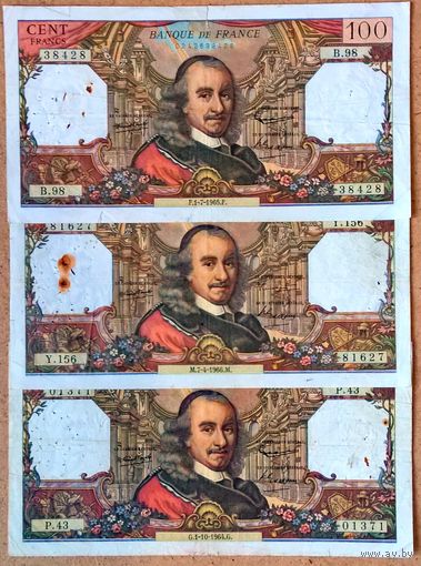 100  франков 1964,65,66 гг.