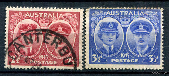 Австралия - 1945г. - герцог и герцогиня Глостерские - 2 марки - гашёная, чистая. #3-WB-87-A-1