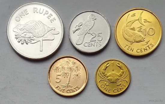 Сейшельские острова (Сейшелы) 1, 5, 10, 25 центов, 1 рупия 2004 - 2012 г. Набор 5 монет