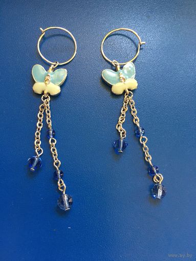 Серьги, бабочки , эмаль
