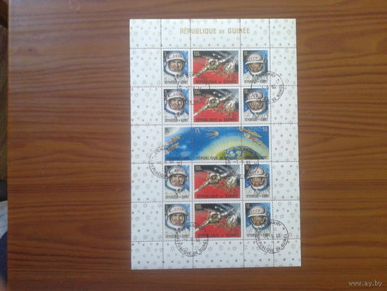 Гвинея 1965 Космос Беляев и Леонов м/лист Михель-11,0 евро гаш