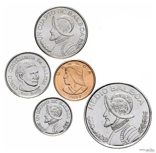 Панама набор монет 1, 5, 10, 25, 50 сентесимо, UNC. Индеец. Конкистадор. Предложи свою цену или обмен!