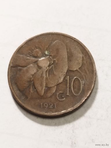 Италия 10 сентизим 1921