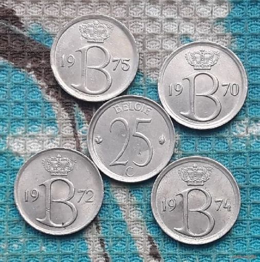 Бельгия 25 центов 70-е. Корона.