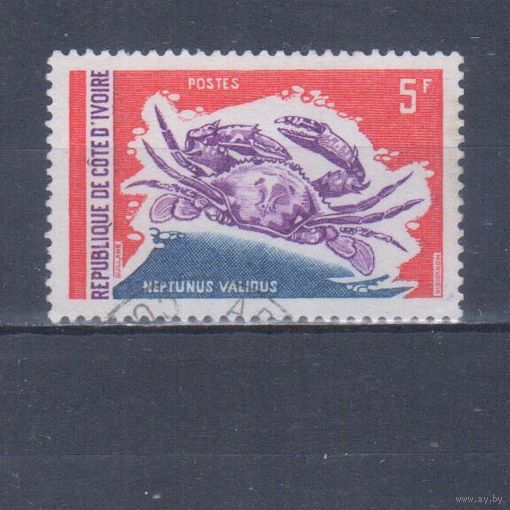 [1936] Кот д'Ивуар 1971. Морская фауна.Краб. Гашеная марка.