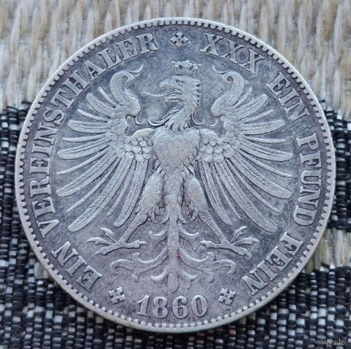 Германия 1 талер 1860 года. Серебро! Сторгуй за свою цену, предложи обмен! Y400