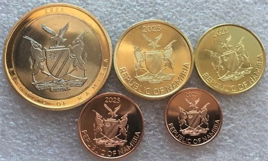 Намибия. набор 5 монет 10, 20, 50 центов 1, 5 долларов 2025 год