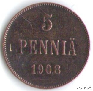 5 пенни 1908 год _состояние VF/XF