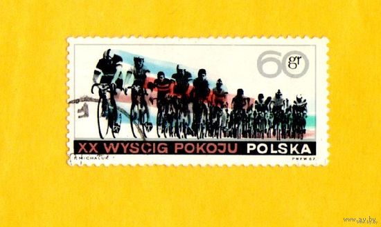 Марка Польши-1967-- 20-я Международная гонка велосипедов для мира во всем мире.