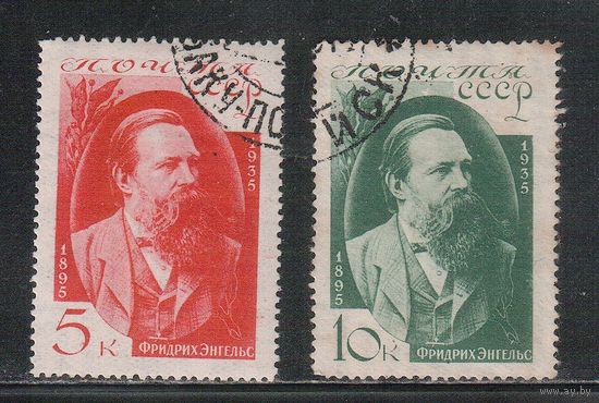 СССР-1935, (Заг.416-417),  гаш.  , Фридрих Энгельс