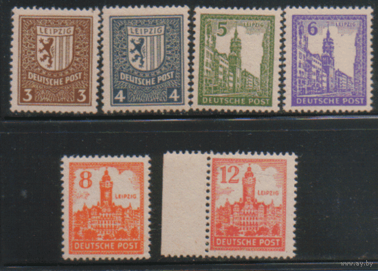СОЗ. Зап. Саксония. С. 41/46. 1946. Лейпциг. Архитектура. Герб. ЧиСт.