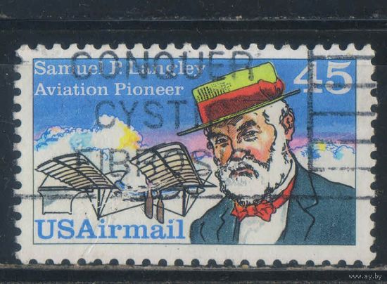 США Авиа 1988 Пионеры авиации Сэмюэл П. Лэнгли Самолет Аэродром #5 #1977