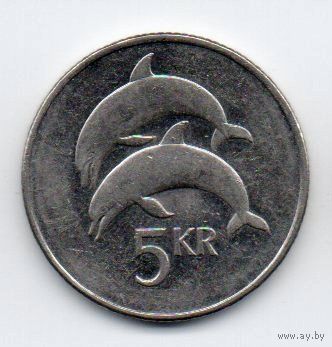 РЕСПУБЛИКА ИСЛАНДИЯ 5 КРОН 1999. ФАУНА. ДЕЛЬФИНЫ
