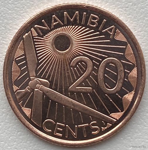 Намибия 20 центов 2025 г.