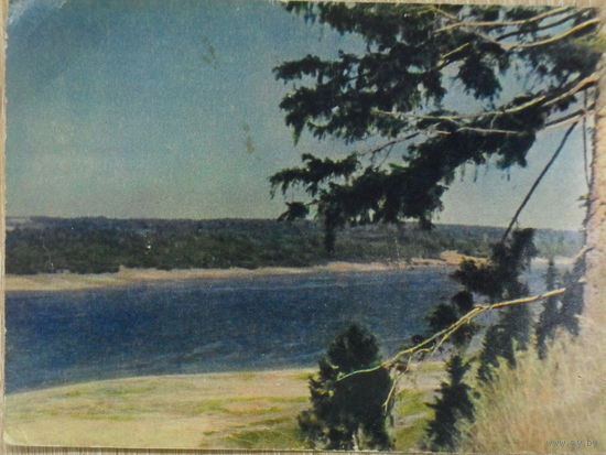 ПОДПИСАННАЯ ОТКРЫТКА.ВОЛГА. ПЛЕС. фото В. САВУШКИНА. 1958 год.